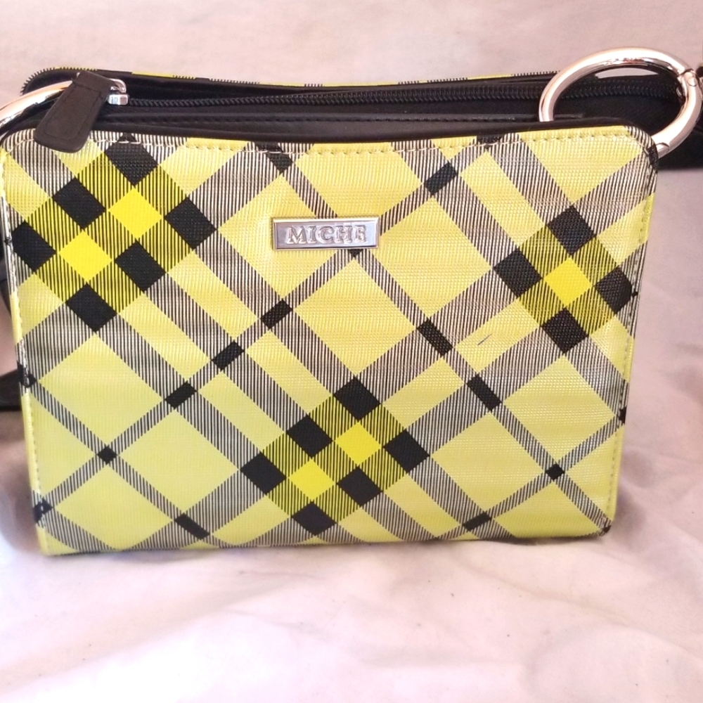 Miche pistachio lime green plaid purse